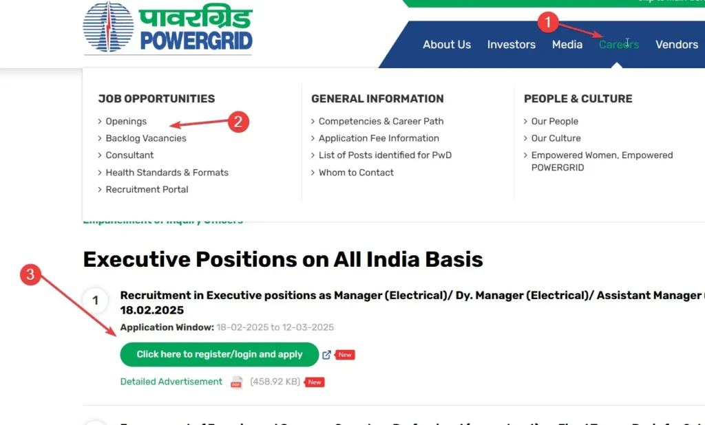 How to Apply for PGCIL Executive Recruitment 2025