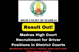 Madras High Court Recruitment for Driver Positions 2025