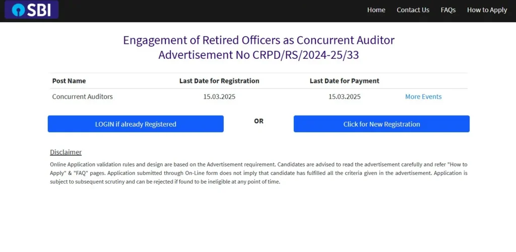 New Registration for SBI Job Application