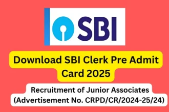 SBI Clerk Pre Admit Card 2025 Recruitment of Junior Associates