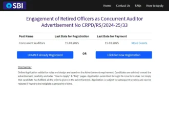 SBI Concurrent Auditor Recruitment 2025 for retired officers