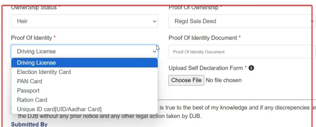 General Documents Required for DJB Mutation